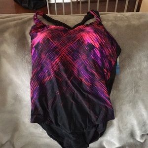 Classic Pink, Purple & Black Racerback One Piece